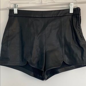 Black leather shorts